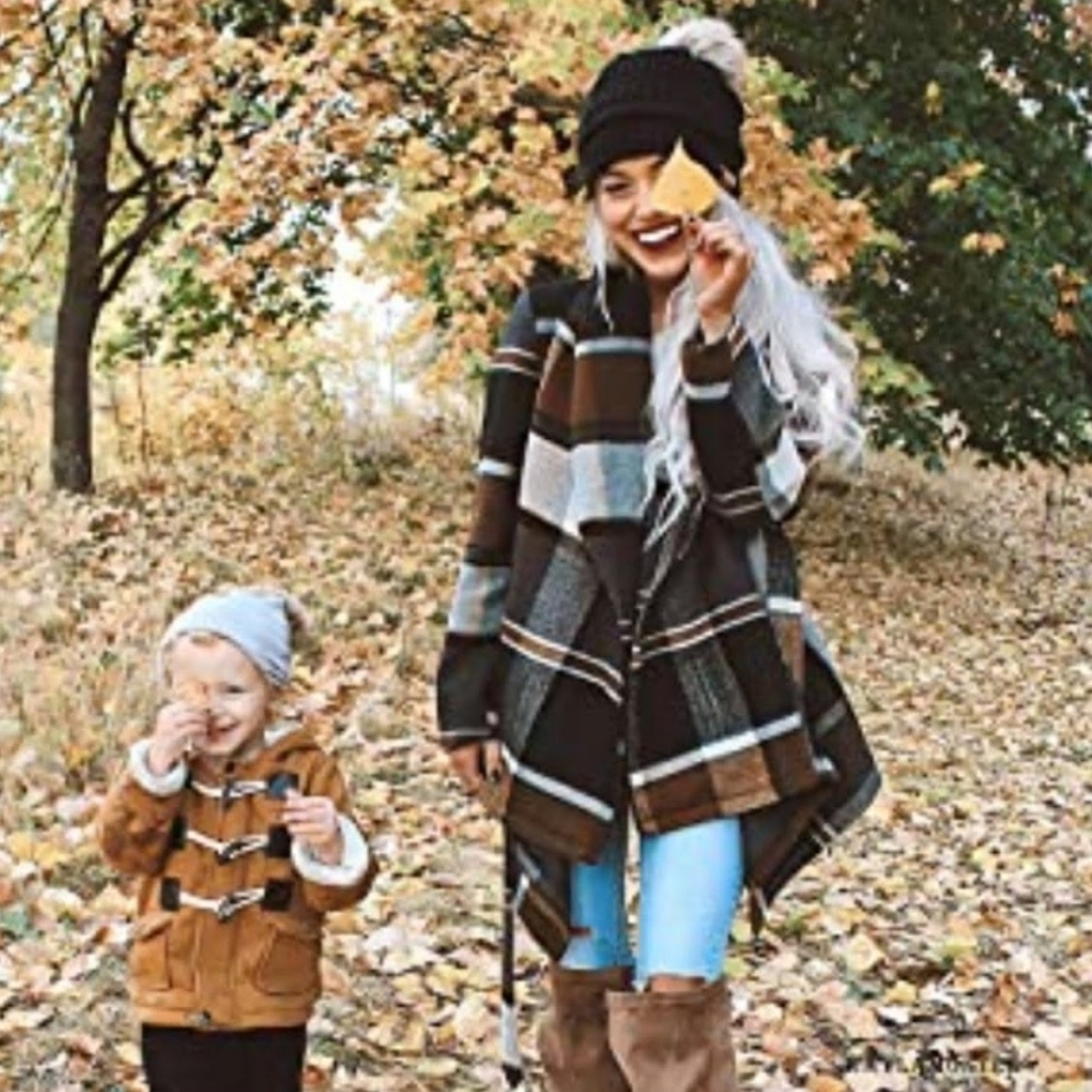 Plaid Brown and Black Coat